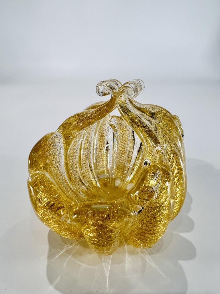 Appliqué Pièce centrale en verre de Murano «cordonato oro » d'Ercole Barovier, 1950 en vente