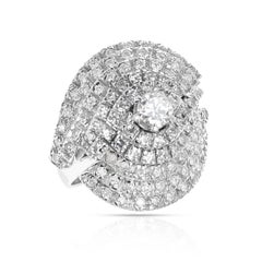 Center Round Diamond with Diamond Layered Cocktail Ring, 18k