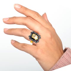 Center Stone Rose Cut Diamond Cocktail Ring With Ruby Made In 14k Gold & Silver