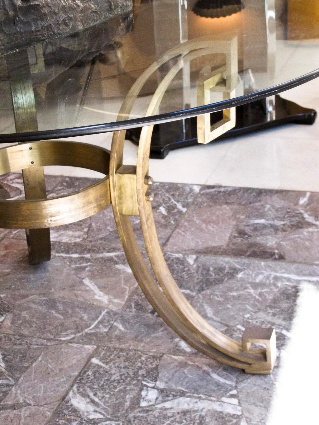 Table centrale, style Art déco, matériaux : bronze massif et verre, français, 1920 en vente 1