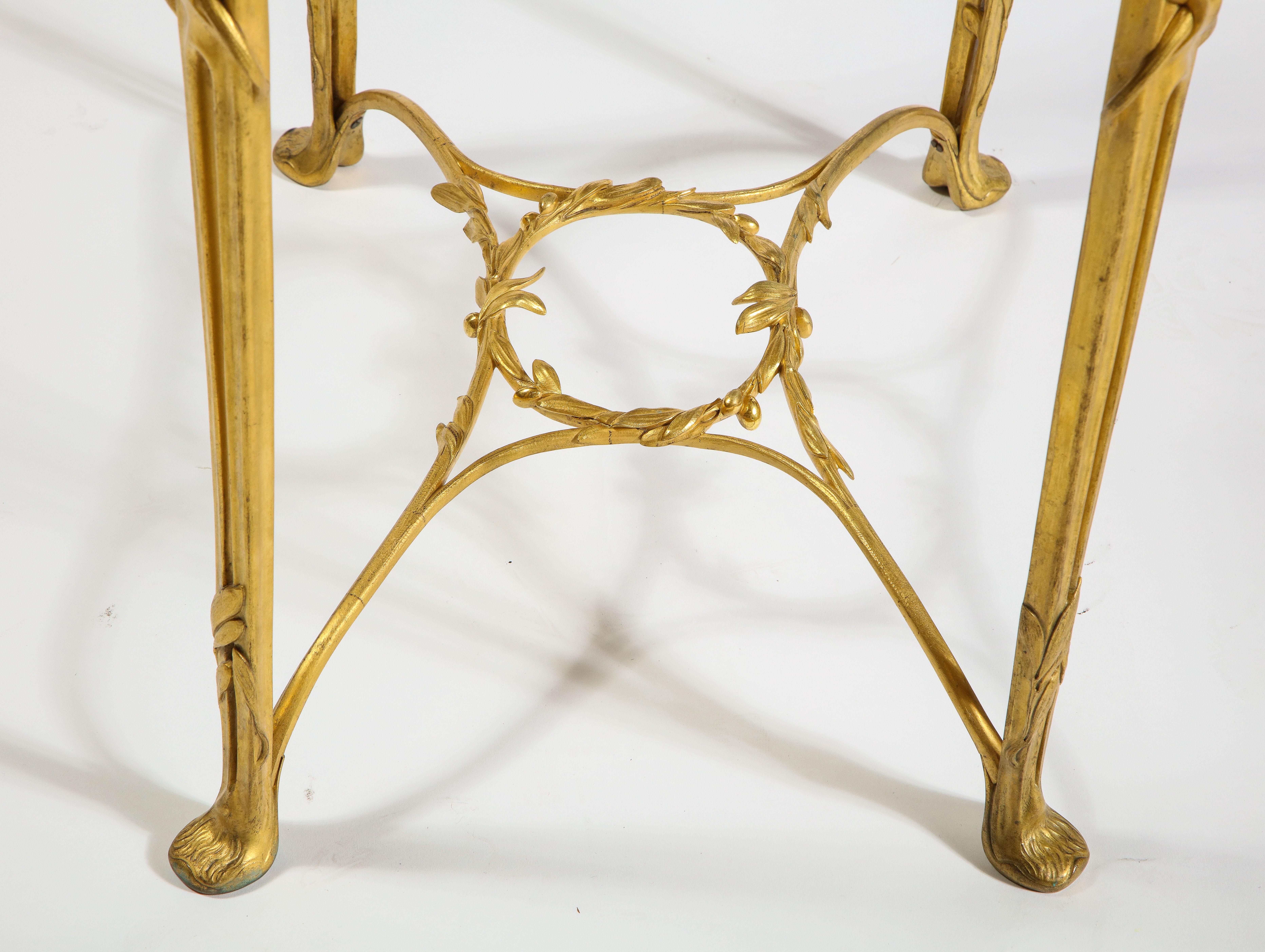 Center Table by Tiffany and Co., Dore Bronze and Marble Top, Signed, Early 1900s For Sale 8