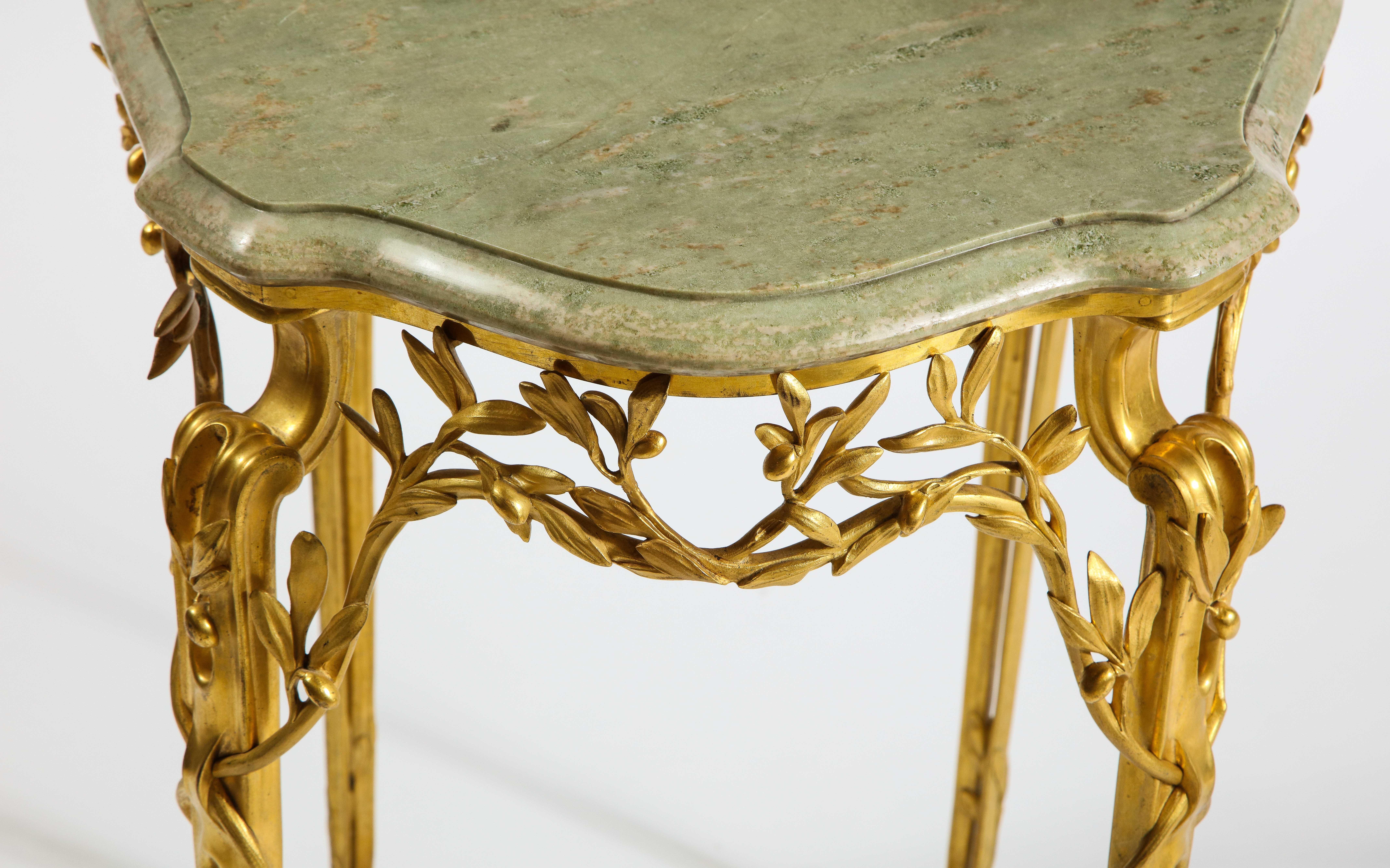 Center Table by Tiffany and Co., Dore Bronze and Marble Top, Signed, Early 1900s In Good Condition For Sale In New York, NY