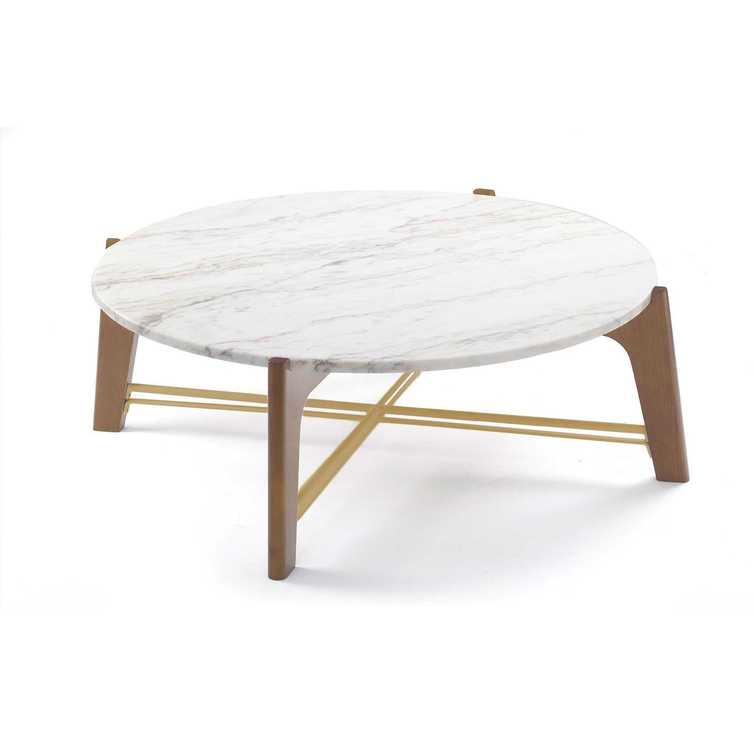 Lacquered Center Table Flex in Marble and Solid Wood For Sale