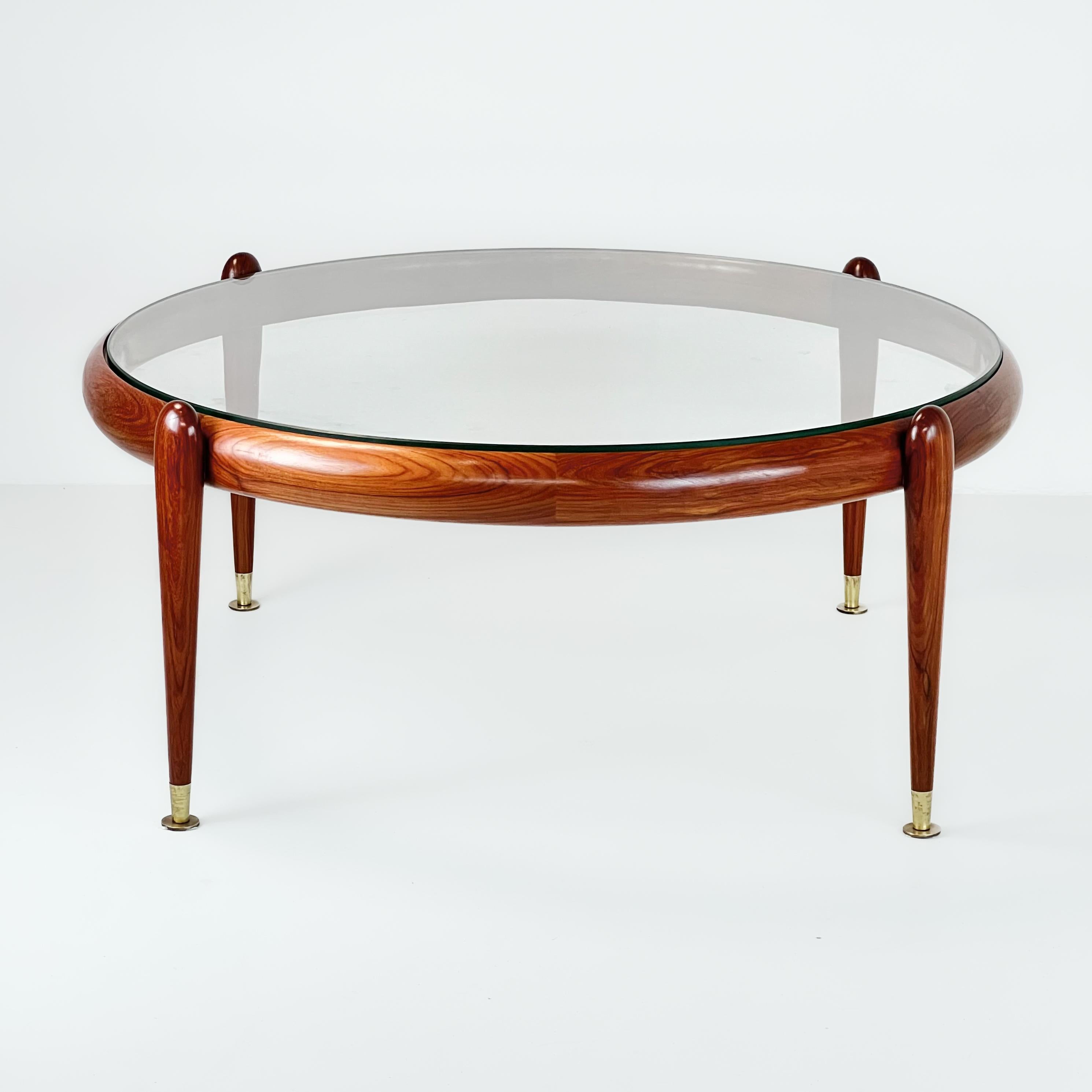 Center Table, Giussepe Scapinelli, in Caviuna Rosewood and Brass, Brazil 1960 In Excellent Condition In Curitiba, PR