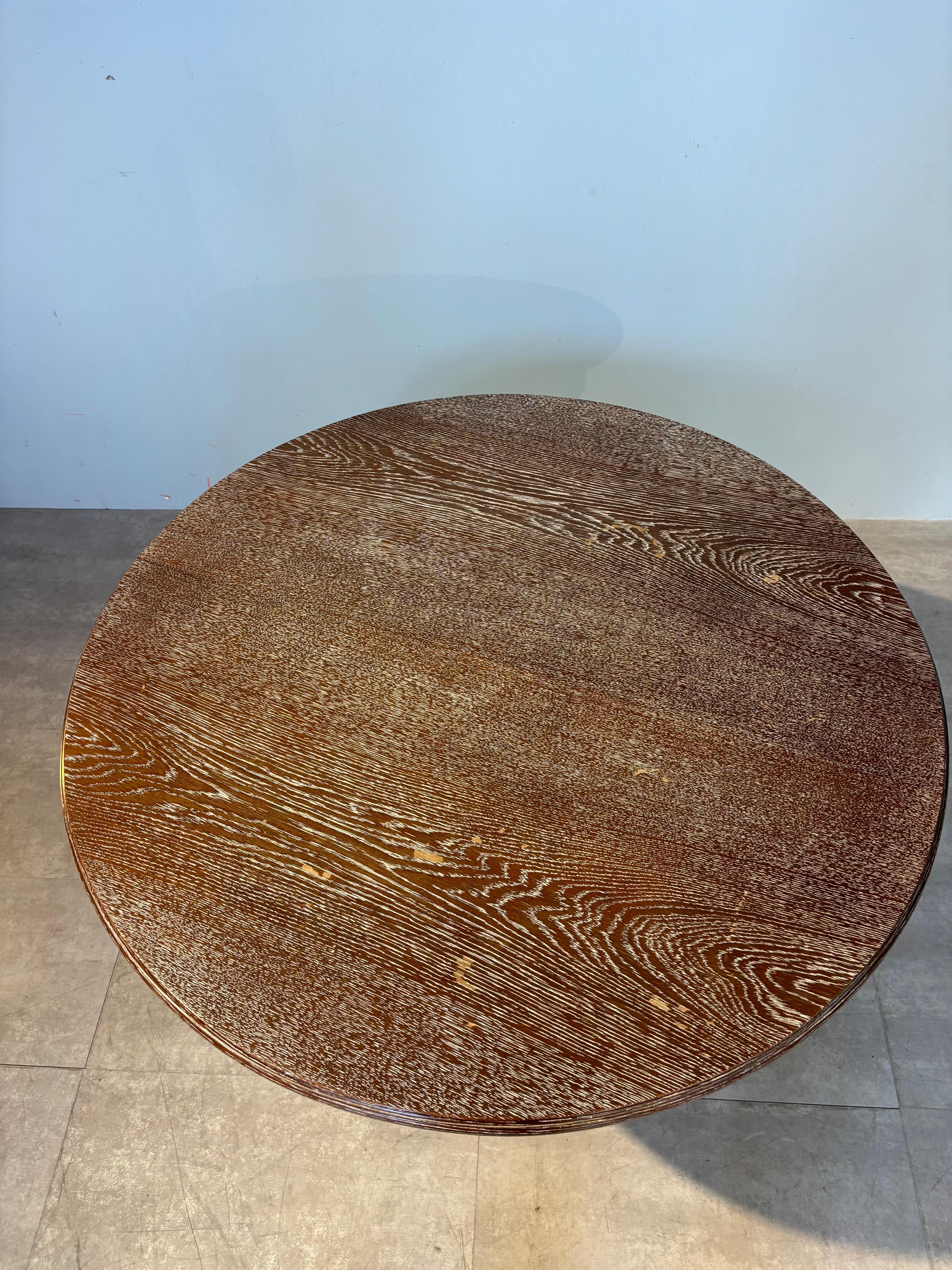 Center table in limed oak attributed to Jean Charles Moreux For Sale 5