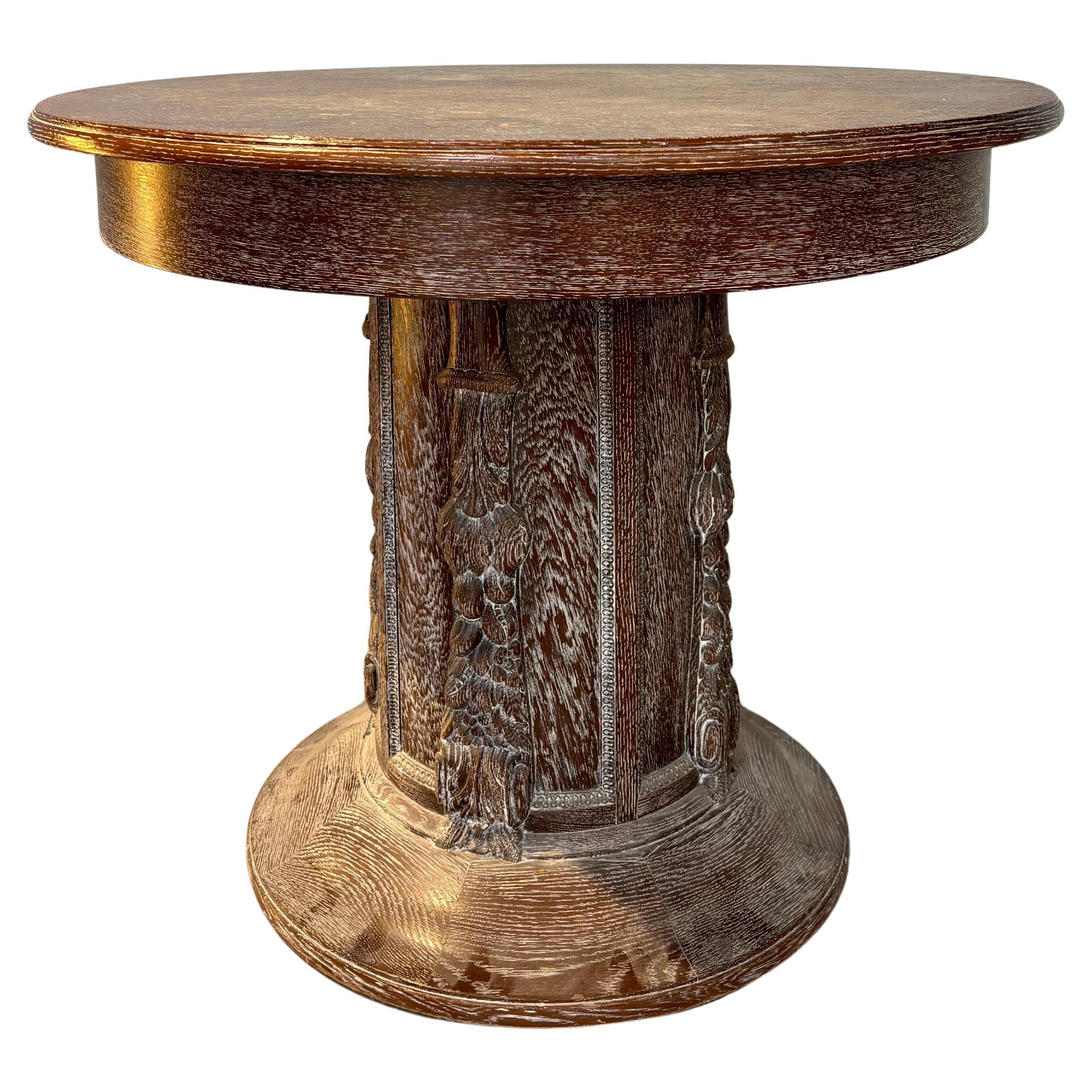 Center table in limed oak attributed to Jean Charles Moreux For Sale