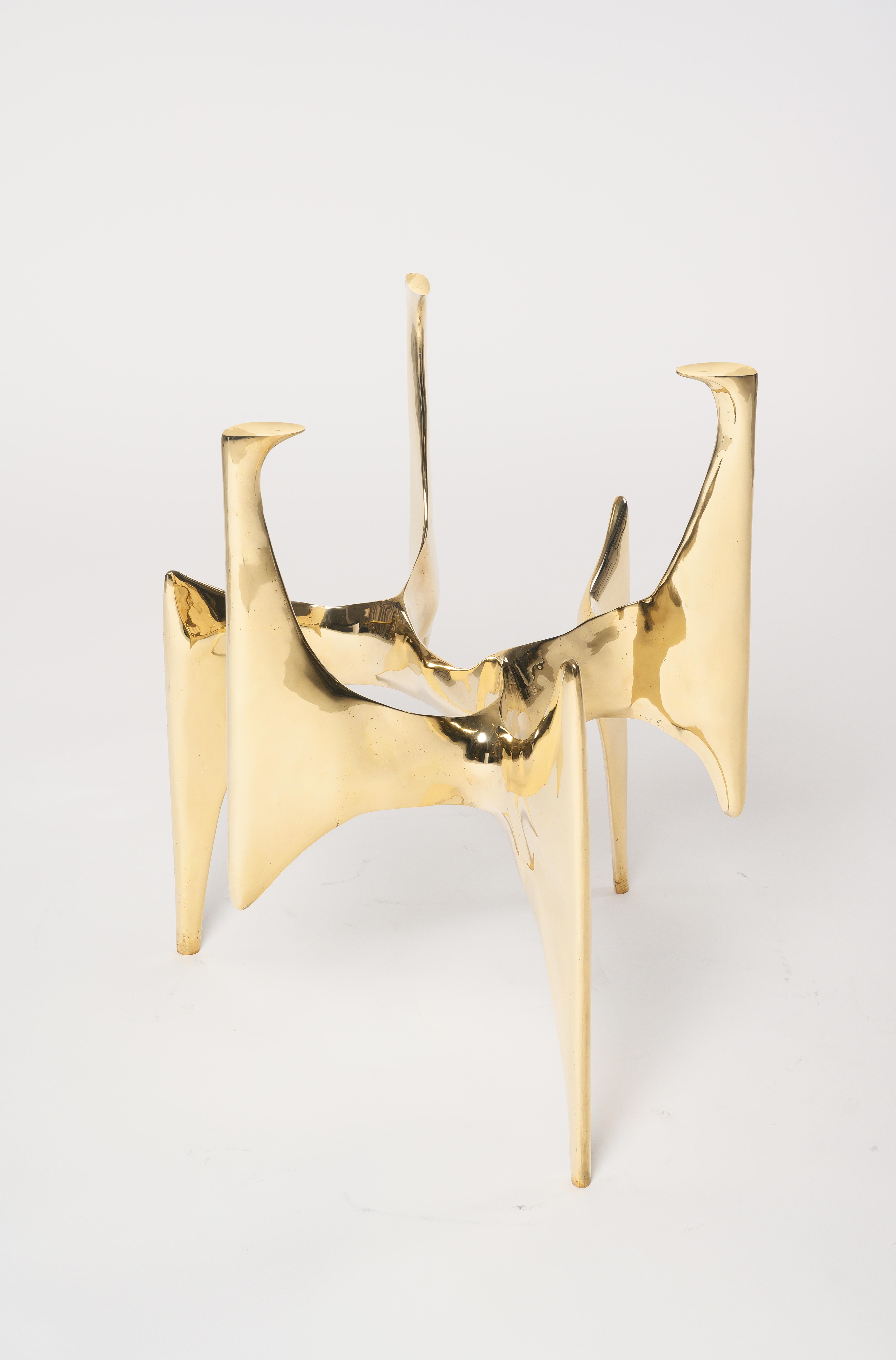 Ella Table in Polished Gold Bronze with White Gloss Top by Elan Atelier 1
