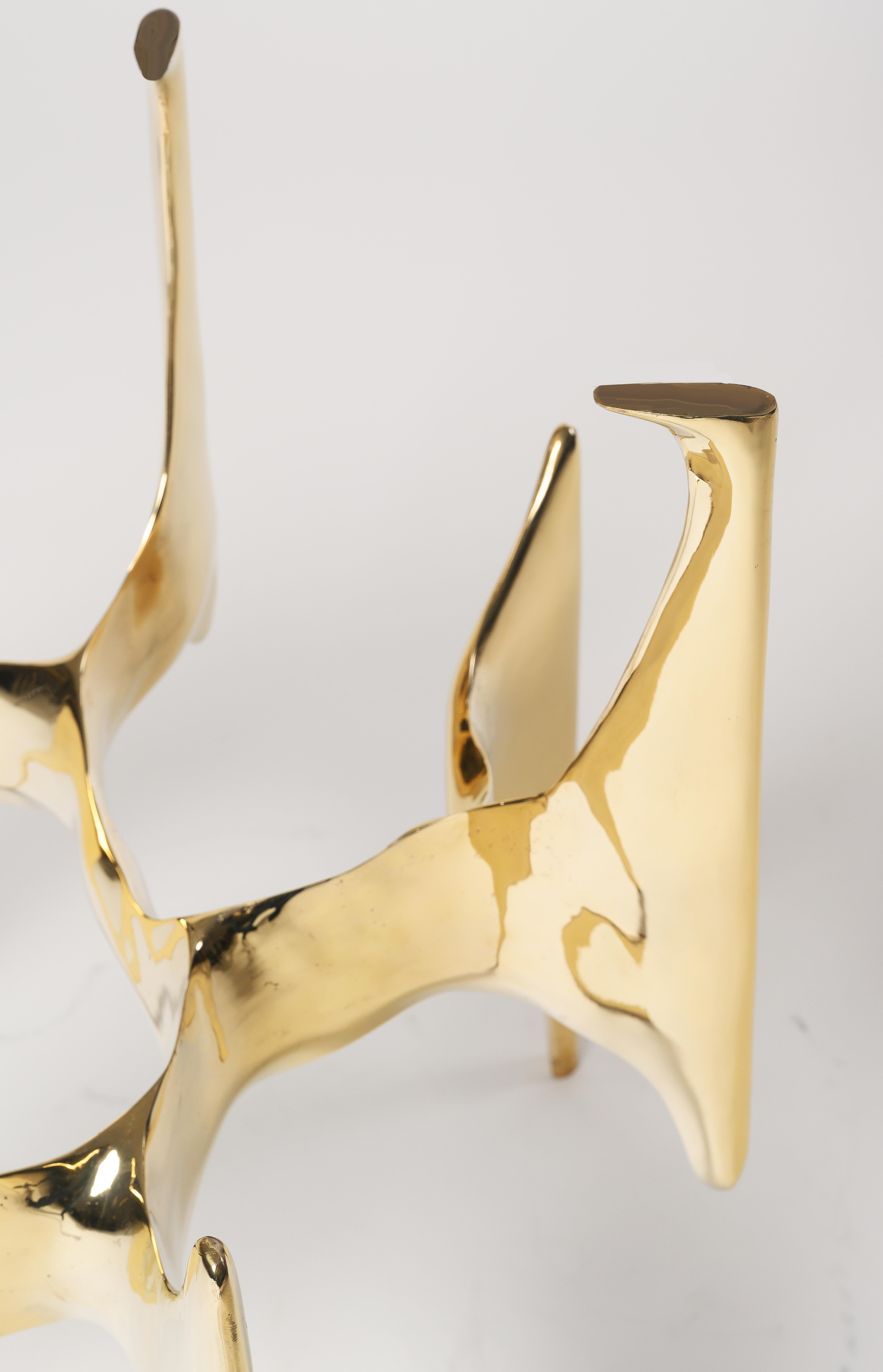 Ella Table in Polished Gold Bronze with White Gloss Top by Elan Atelier 2