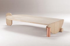 DOOQ Center Table in Travertine and Brass Playing Games