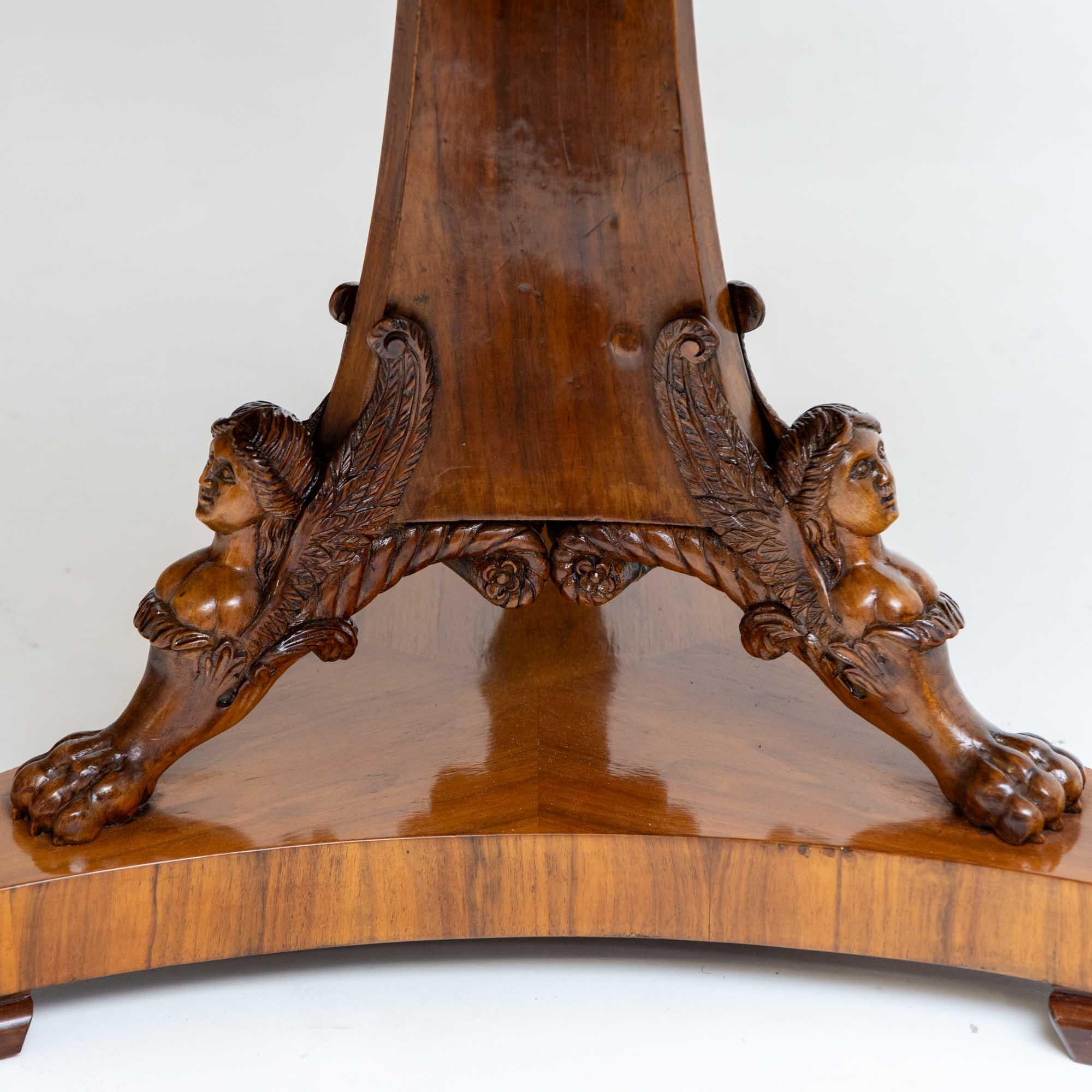 Carved Center Table in Walnut, Vienna, early 19th Century