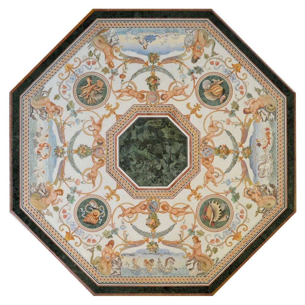 Big Table  Marbles Inlays Scagliola Art Handmade  Masterpiece Italian provenance