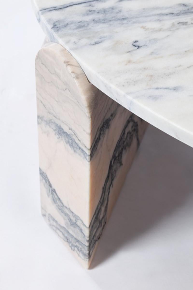 Brutalist Organic Modern Center Table Jean in Natural Marble Stone Off-white, Black, Pink For Sale