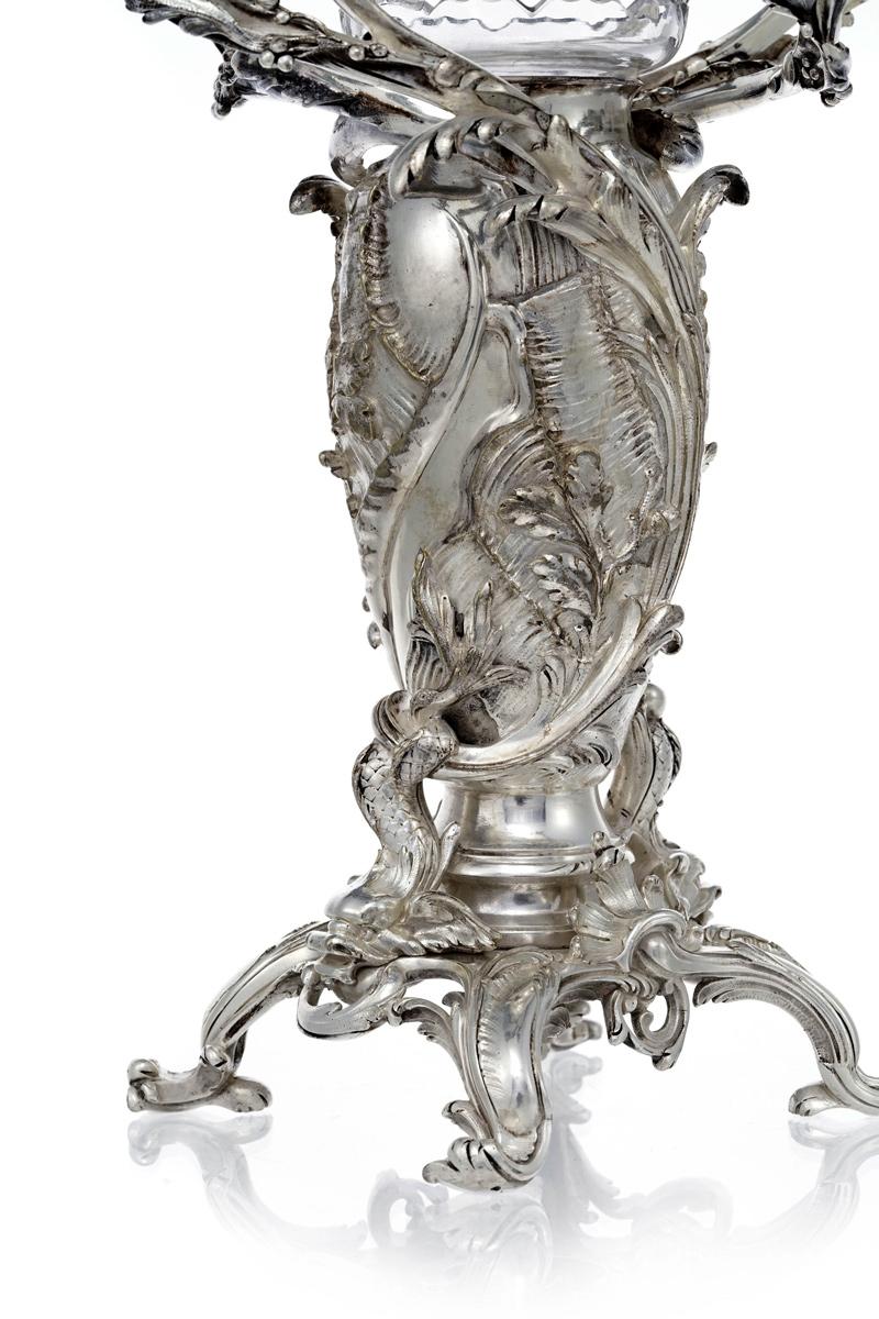 Rococo Center Table mixed Vase Candelabra Old Christofle Silver-plated Bronze, c.1890 For Sale