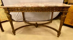 Center Table or Console Louis XVI Jansen Style Stunning Marble Top Gilt Base