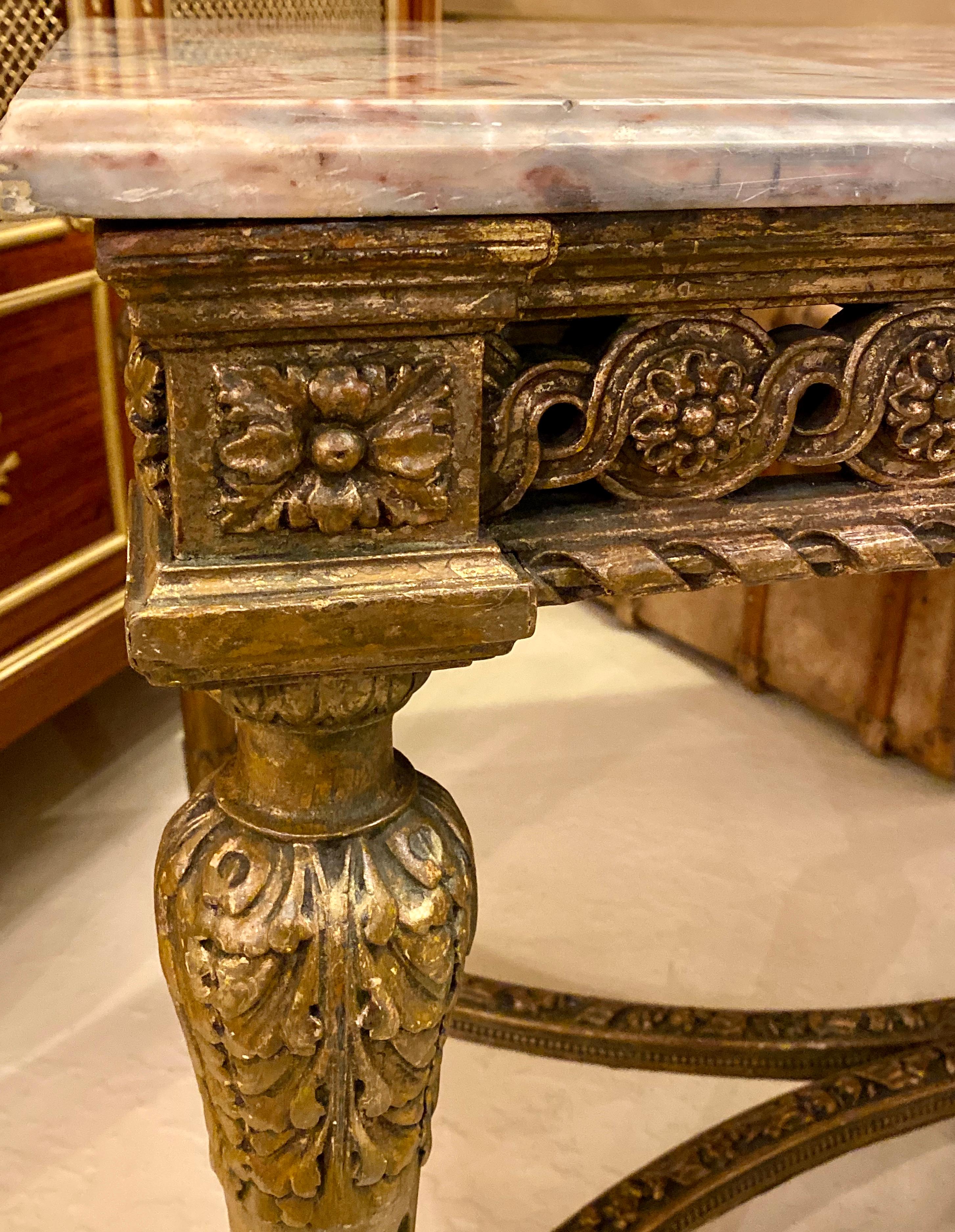 Table centrale ou console de style Louis XVI Jansen avec superbe plateau en marbre doré en vente 2