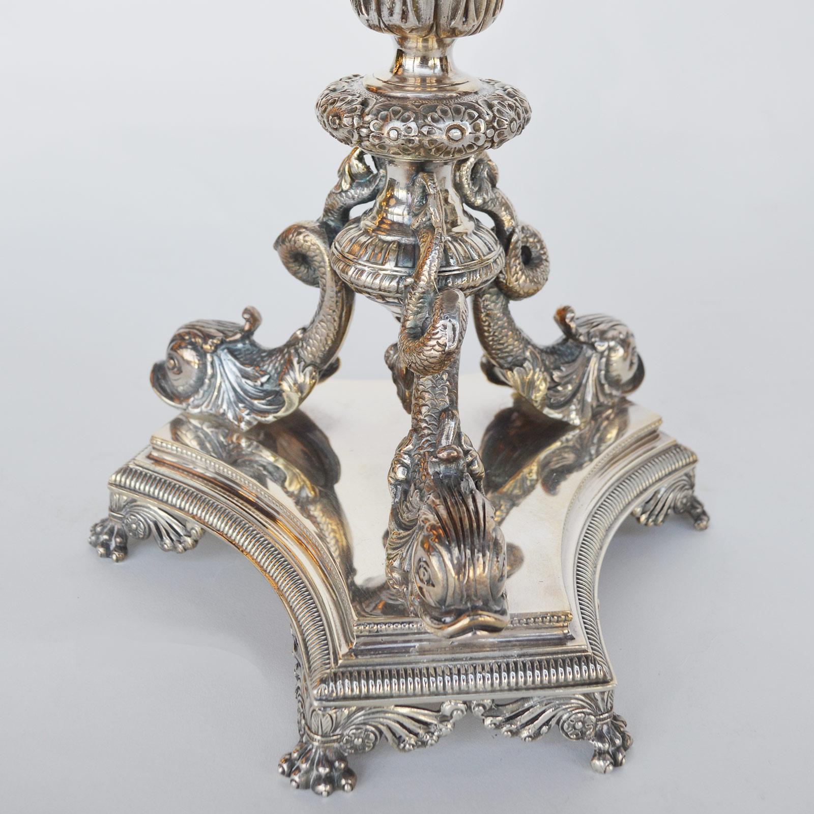 Tafelaufsatz aus Silber und geschliffenem Kristall, spätes 19. Jahrhundert im Angebot 1