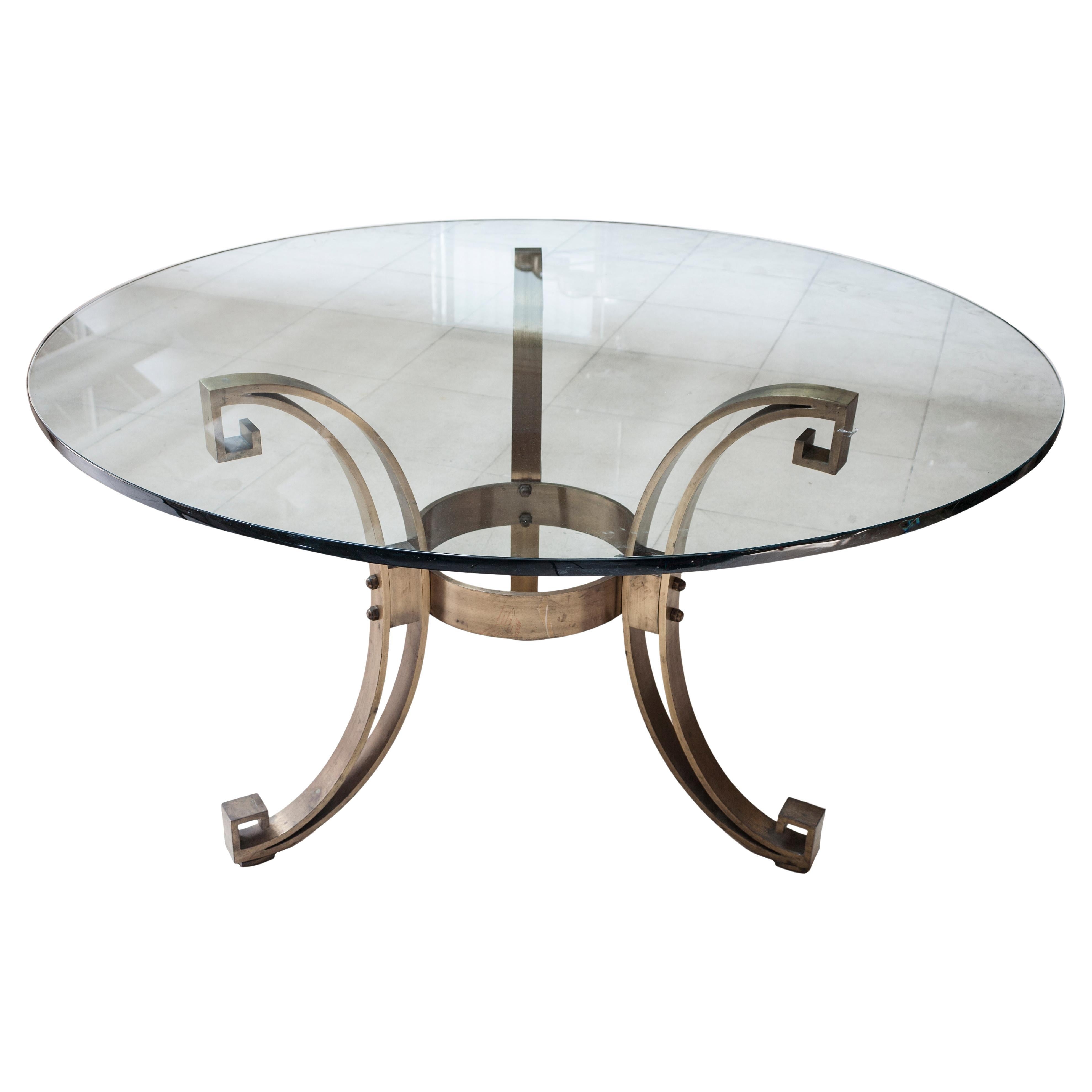Center Table, Style: Art Deco , Materials: Solid Bronze and Glass, French, 1920