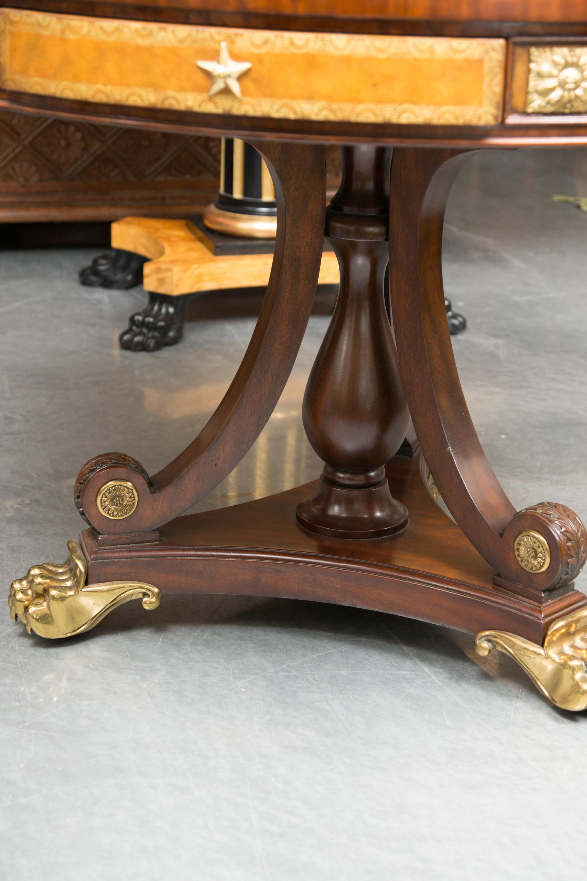 Regency Center Table with Leather Inset and Gilt Decoration