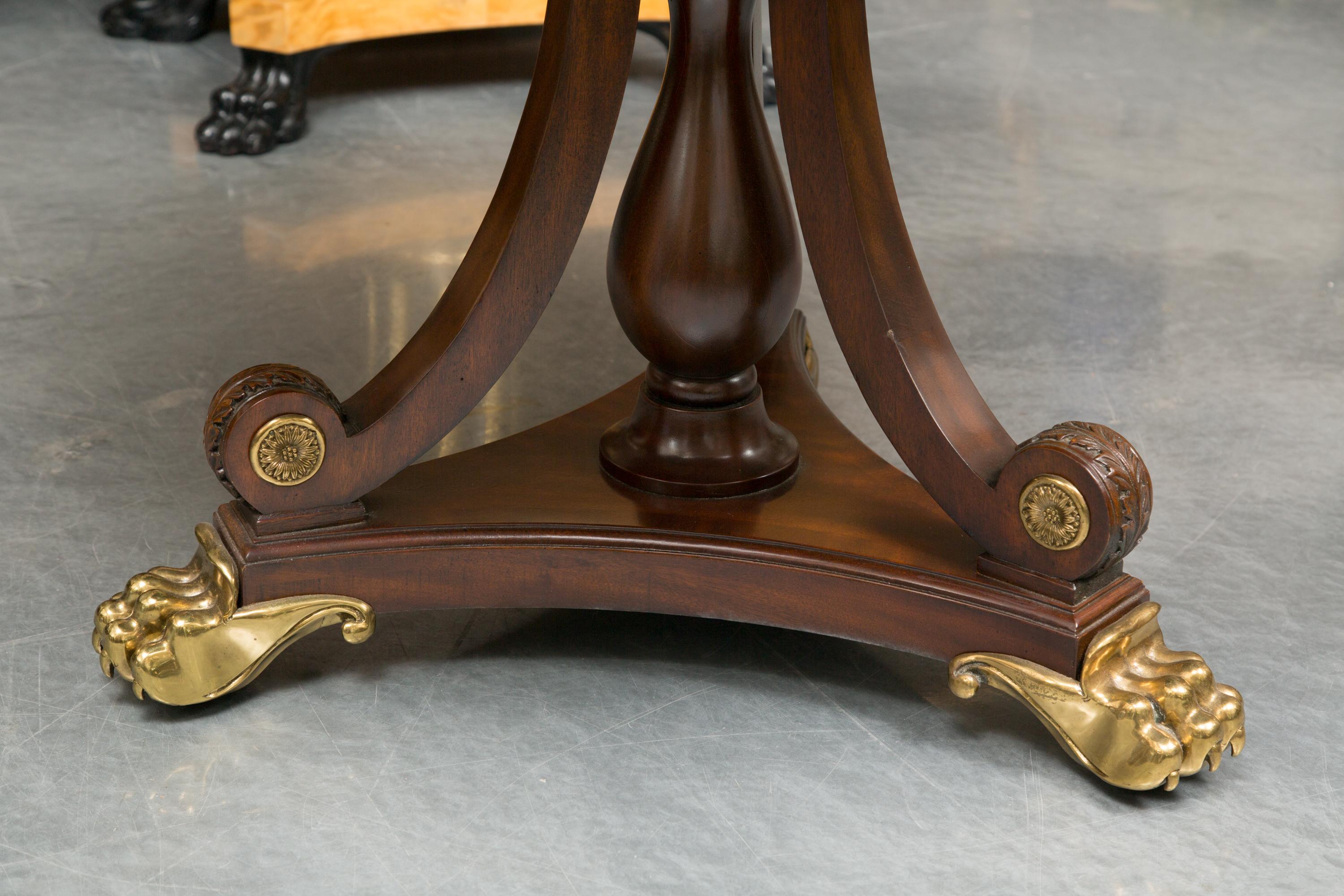 Center Table with Leather Inset and Gilt Decoration In Good Condition In WEST PALM BEACH, FL