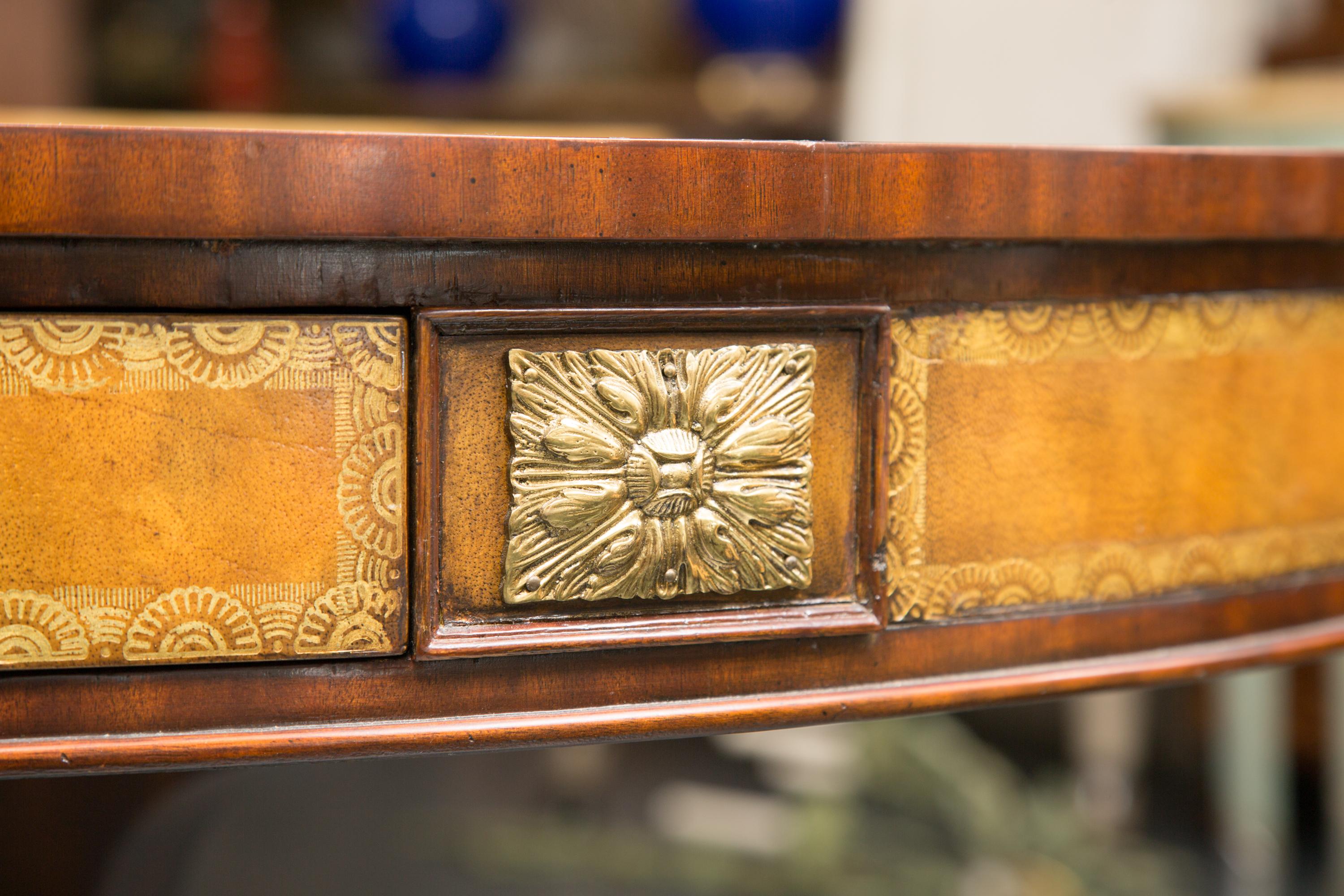 20th Century Center Table with Leather Inset and Gilt Decoration