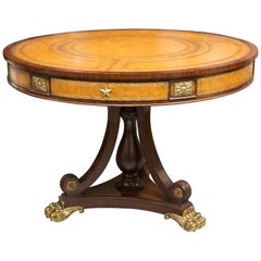 Center Table with Leather Inset and Gilt Decoration
