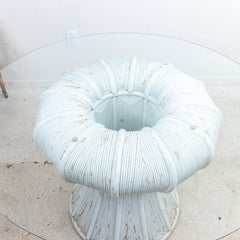 Center Table with Rattan Base and Glass Top
