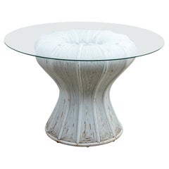Center Table with Rattan Base and Glass Top