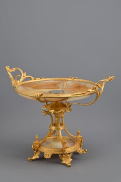 Centerpiece, Bronze, Onyx, Enamel, 19th Century