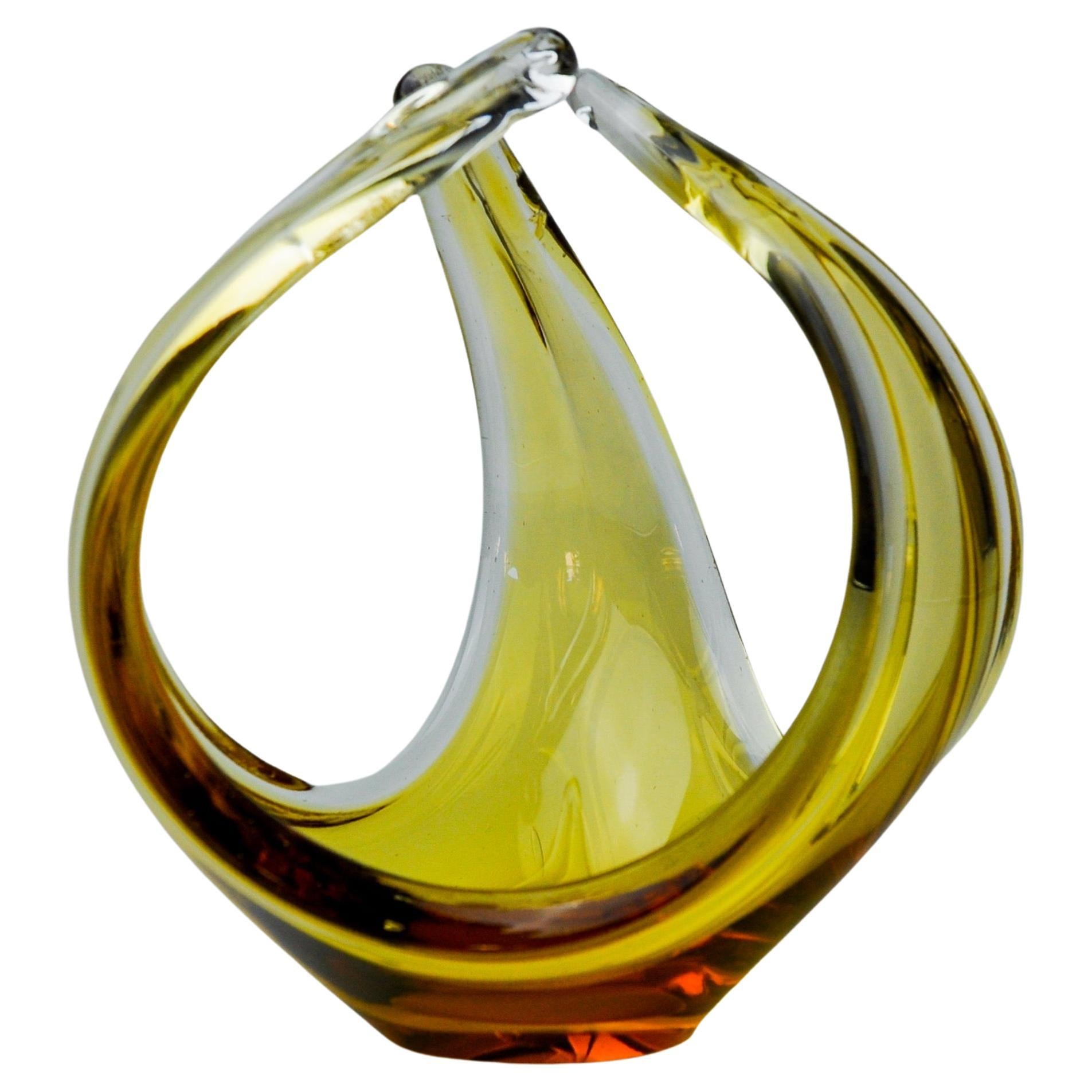 Centre de table Seguso en verre jaune de Murano, Italie, 1970 en vente