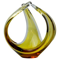 Centerpiece by Seguso in yellow Murano glass, Italy, 1970