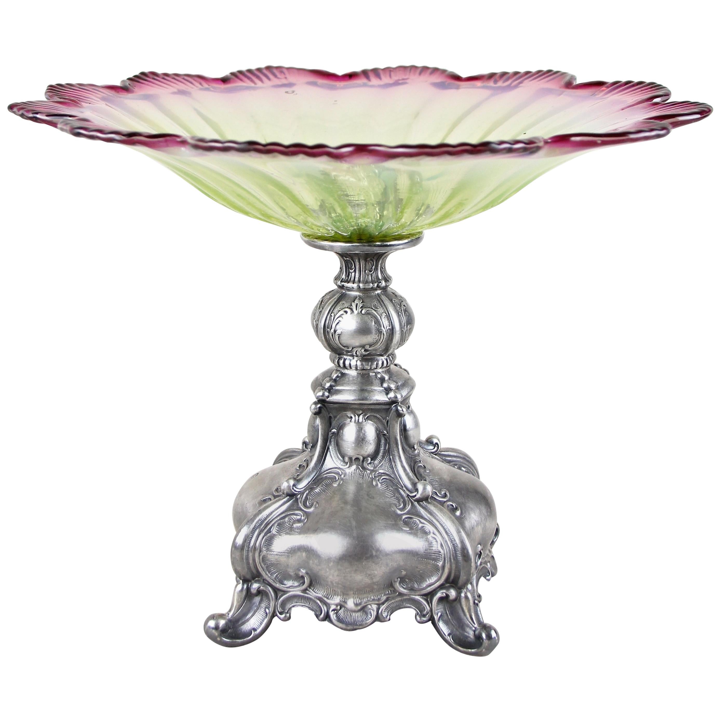 Centerpiece by W. Bachmann with Kralik Glass Bowl, Austria, circa 1880
