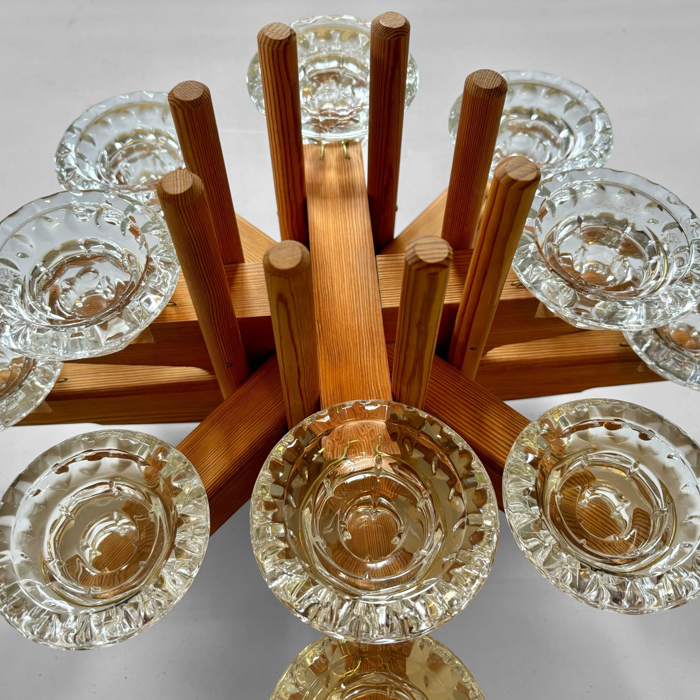 Late 20th Century Centerpiece candelabra by Karl-Erik Stenberg, pine with 12 candleholders, 1970s For Sale