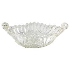Centerpiece Carved Crystal Glass Transparent Mid-Century Italian Design, 1950s