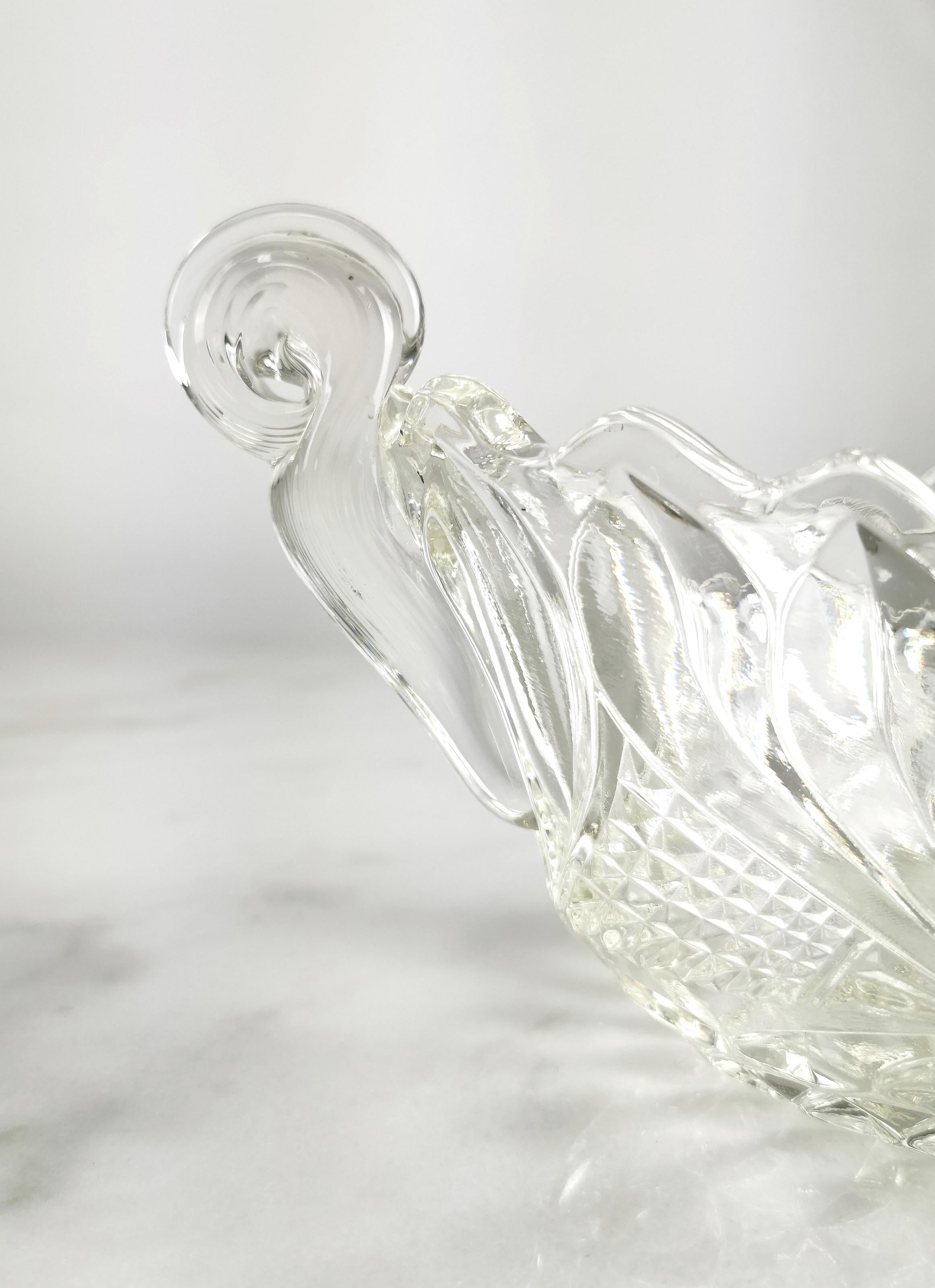 Centerpiece Carved Crystal Glass Transparent Mid-Century Italian Design, 1950s For Sale 1