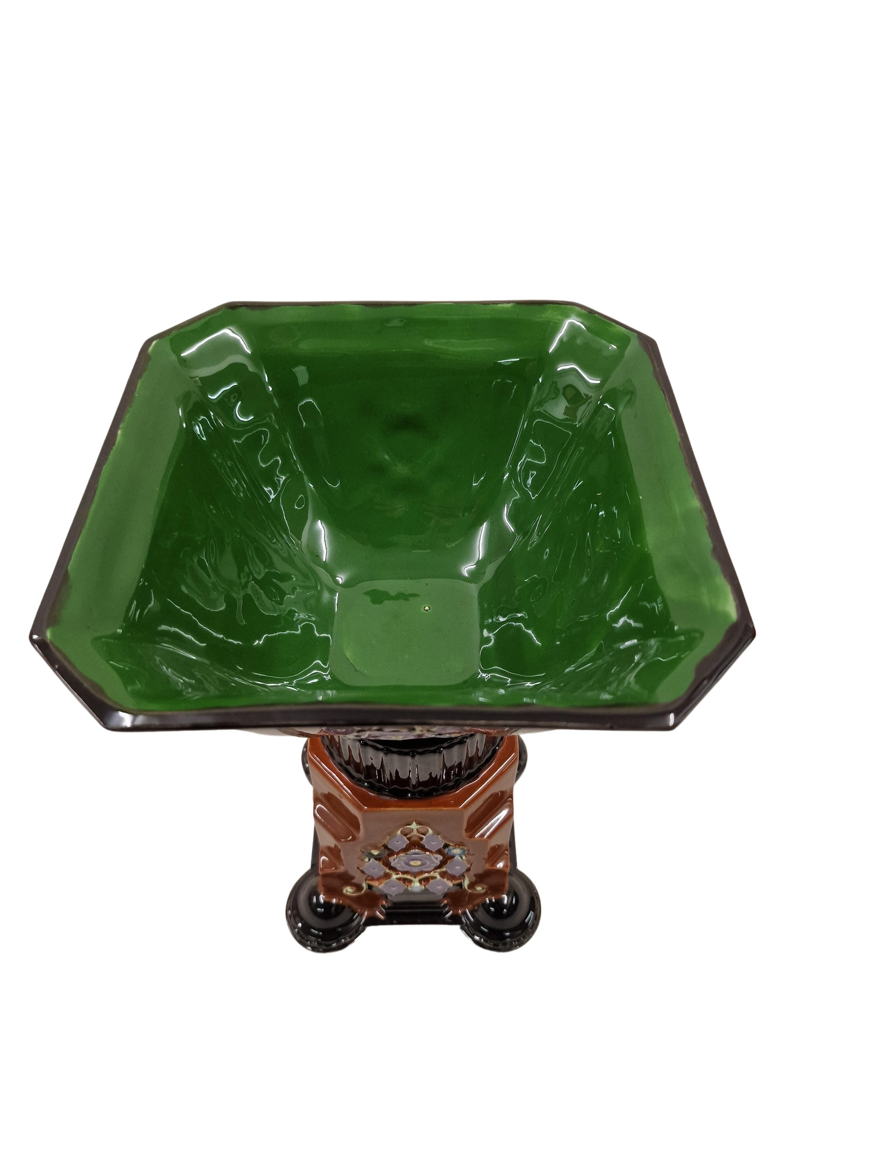 Art déco Centre de table / Centre de table, Bol, Majolique, Eichwald, Art Déco, 1920, Bohemia en vente