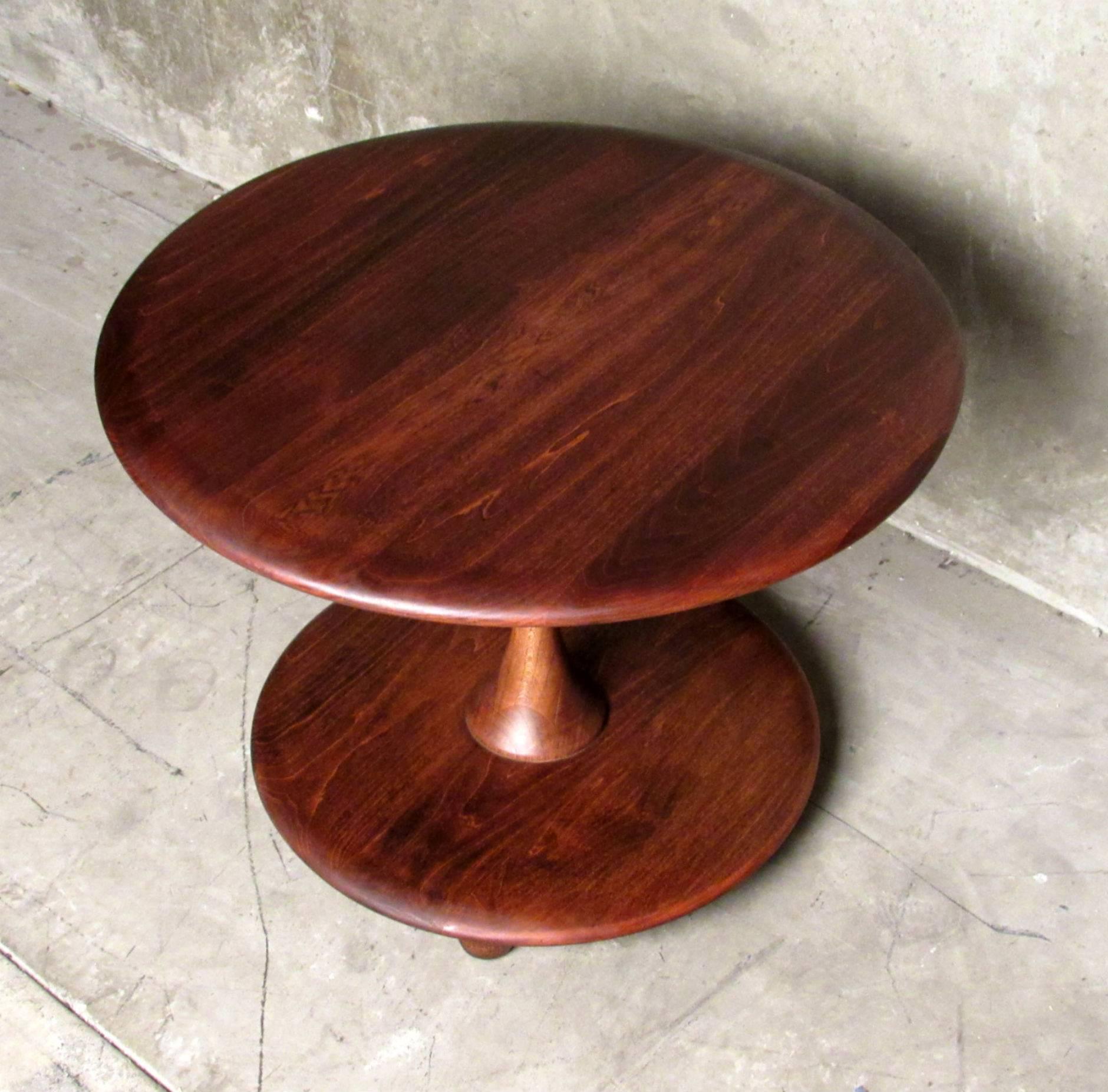 Turned Mid-Century Modern Walnut Table by Lane Furniture 