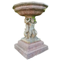 Centerpiece Fountain with Octagonal basin in Rosso Verona marble 18th Century