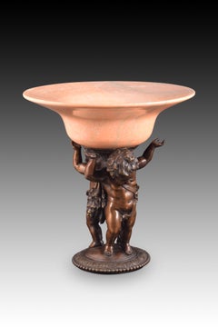 Mittelstück, "Herkules als Atlanter". Bronze und Marmor, 20. Jahrhundert, Bronze