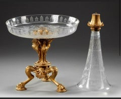 Centerpiece in Cut Crystal on Golden Metal