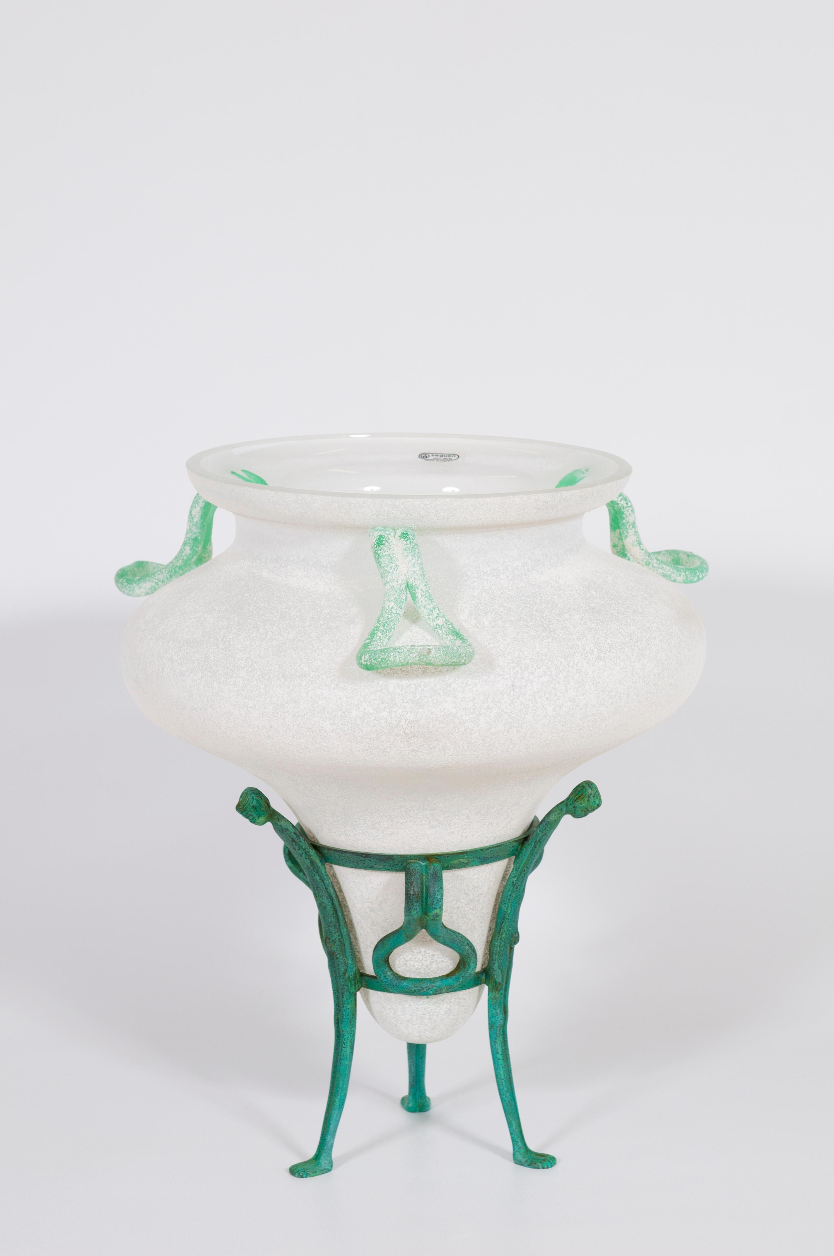 Centerpiece in Frosted Blown Murano Glass by Seguso, 1980s, Italy For Sale 5