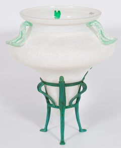 Centre de table en verre de Murano soufflé dépoli de Seguso, années 1980, Italie