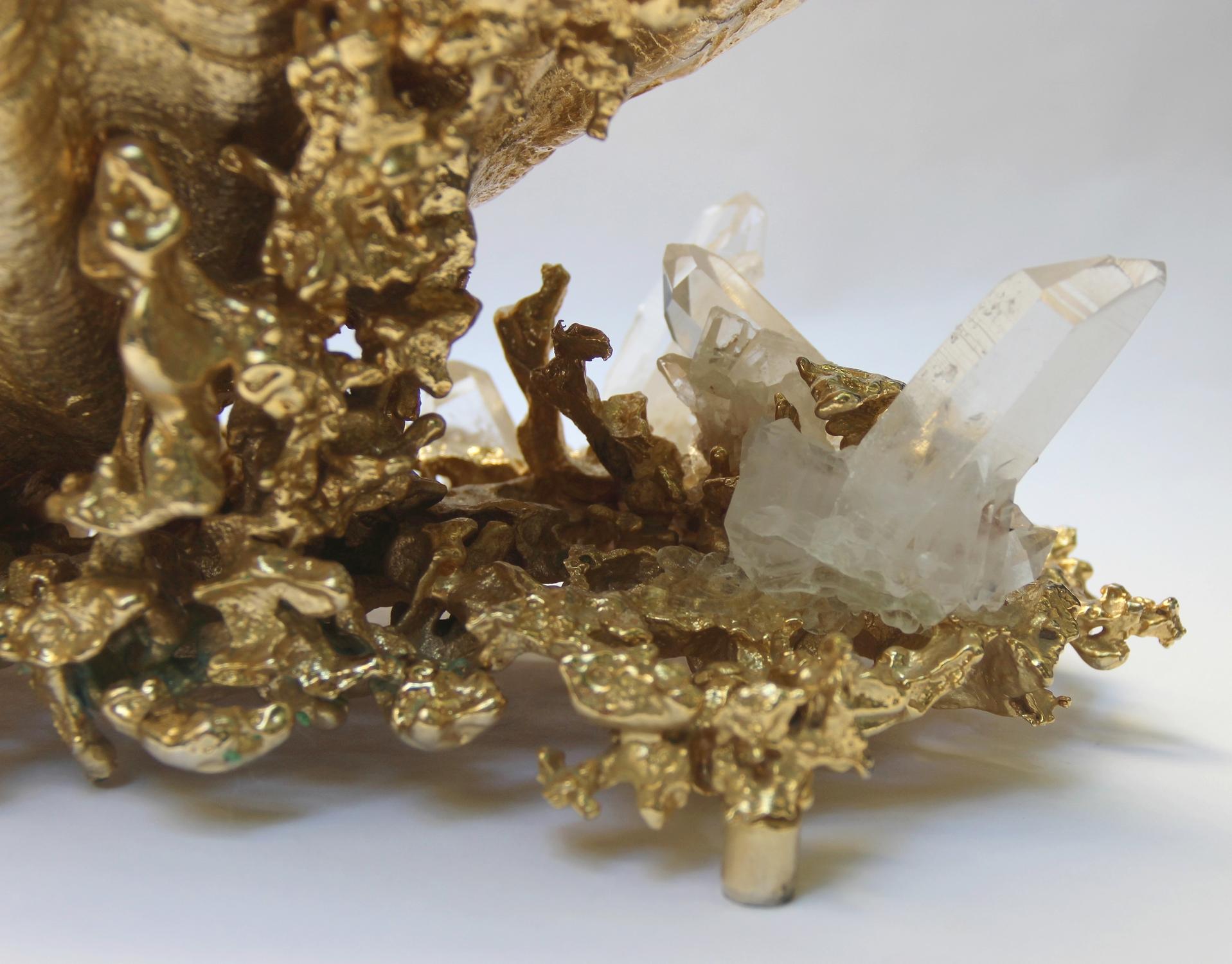 Centerpiece in Gilded Bronze and Rock Crystal, Claude Victor Boeltz France, 1970 In Good Condition In Paris, FR
