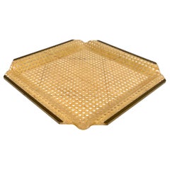 Tafelaufsatz aus Lucite, Rattan und Messing im Christian Dior-Stil, Italien, 1970er Jahre