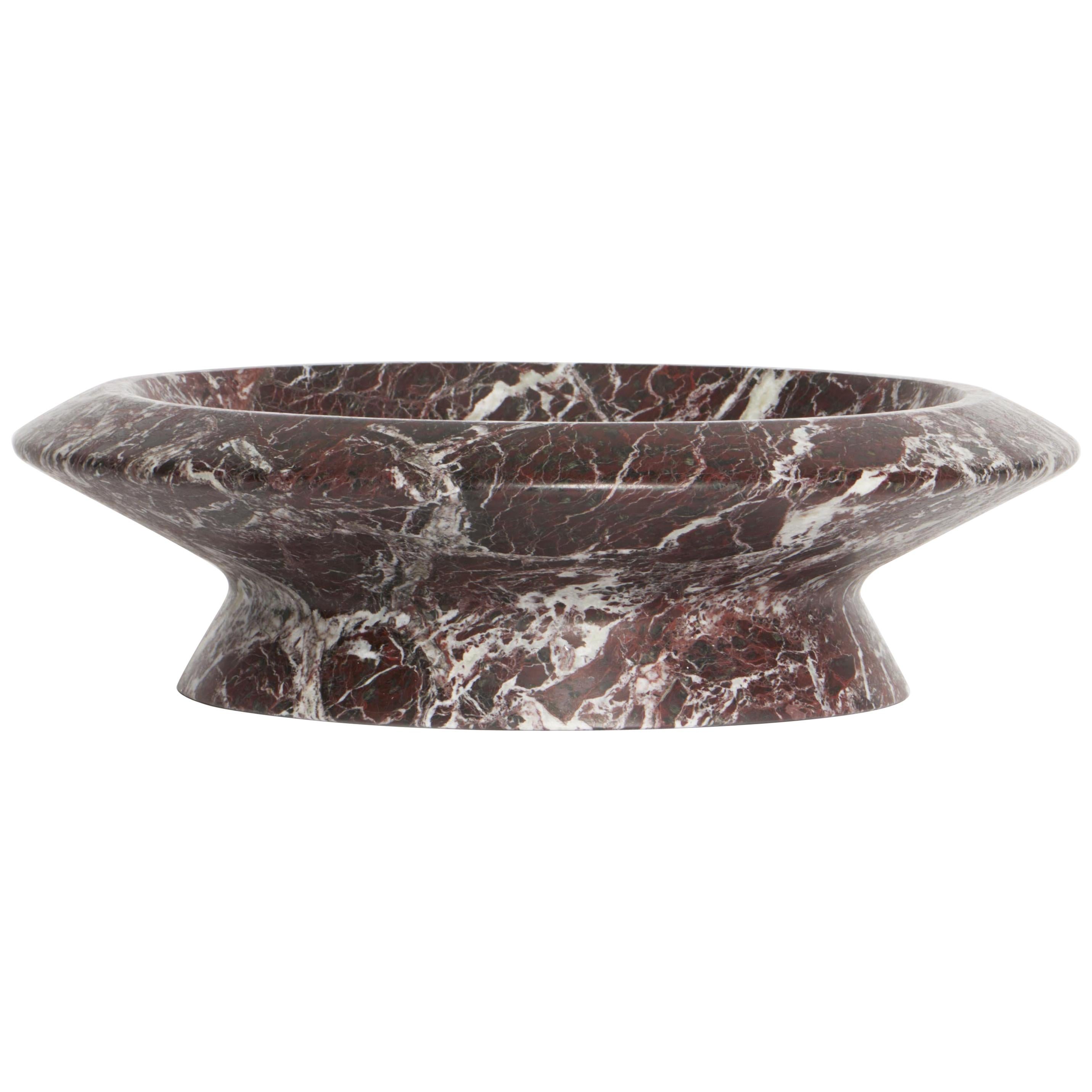 New Modern Centerpiece in Red Levanto Marble, creator Ivan Colominas For Sale