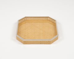 Centerpiece Lucite, Wicker and Chrome Christian Dior Style, Italy 1970s