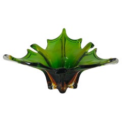 Centerpiece Murano Glass Multicolor Leaf Midcentury Italian Design 1970s