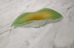 Centerpiece Murano Glass White Green Midcentury Italian Design 1970s