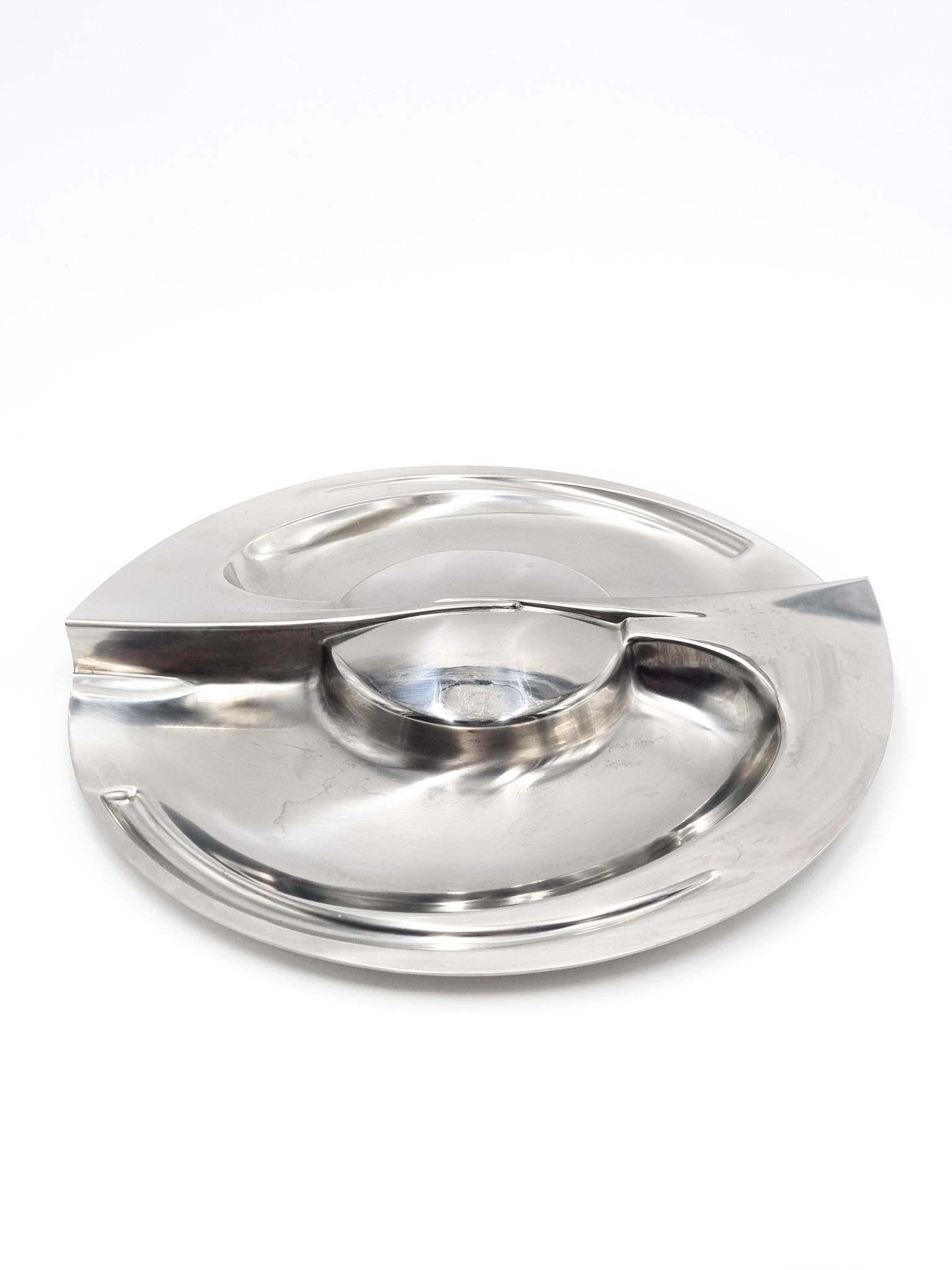 Mid-Century Modern Centerpiece Plate in Steel by Carmelo Cappello for Alessi D'apres 1980s