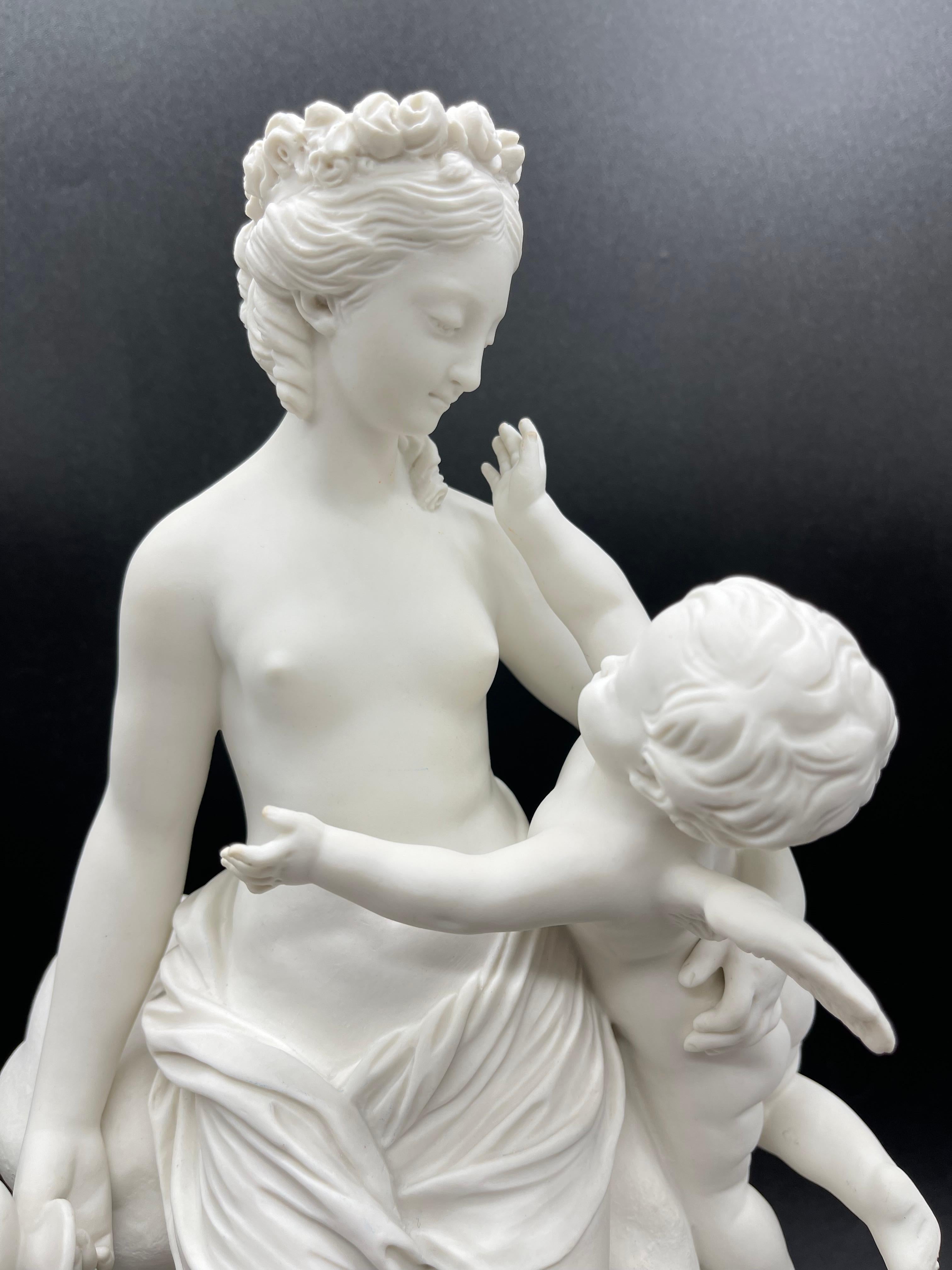 Louis XVI Centerpiece Psychee and Cupidon Statue in Sevres biscuit, 1890s, France For Sale
