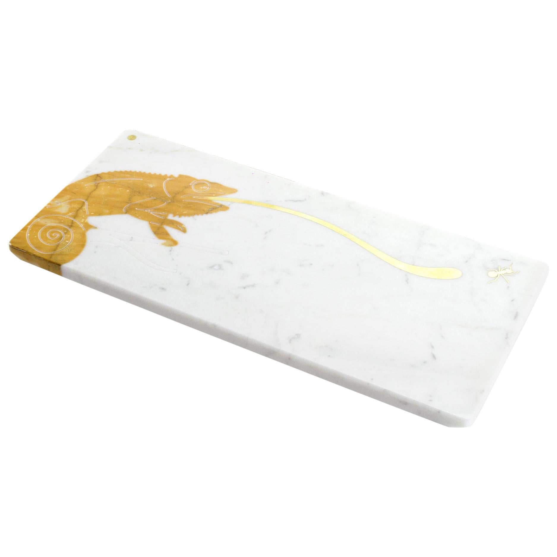 Tafelaufsatzplatten Serverware Weißer Carrara Gelber Siena Marmor Messingeinlage 